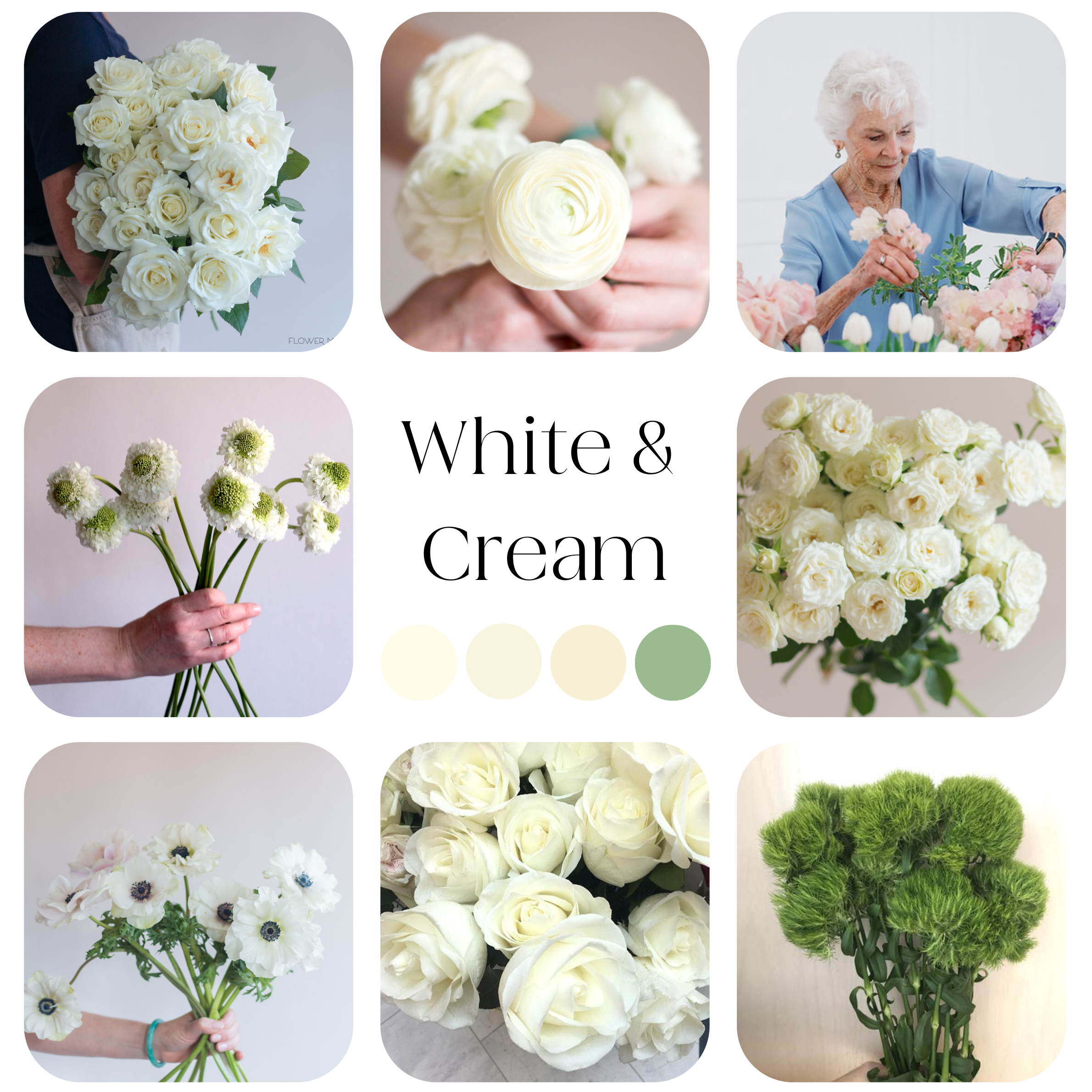 white and cream flowers diy flower bar