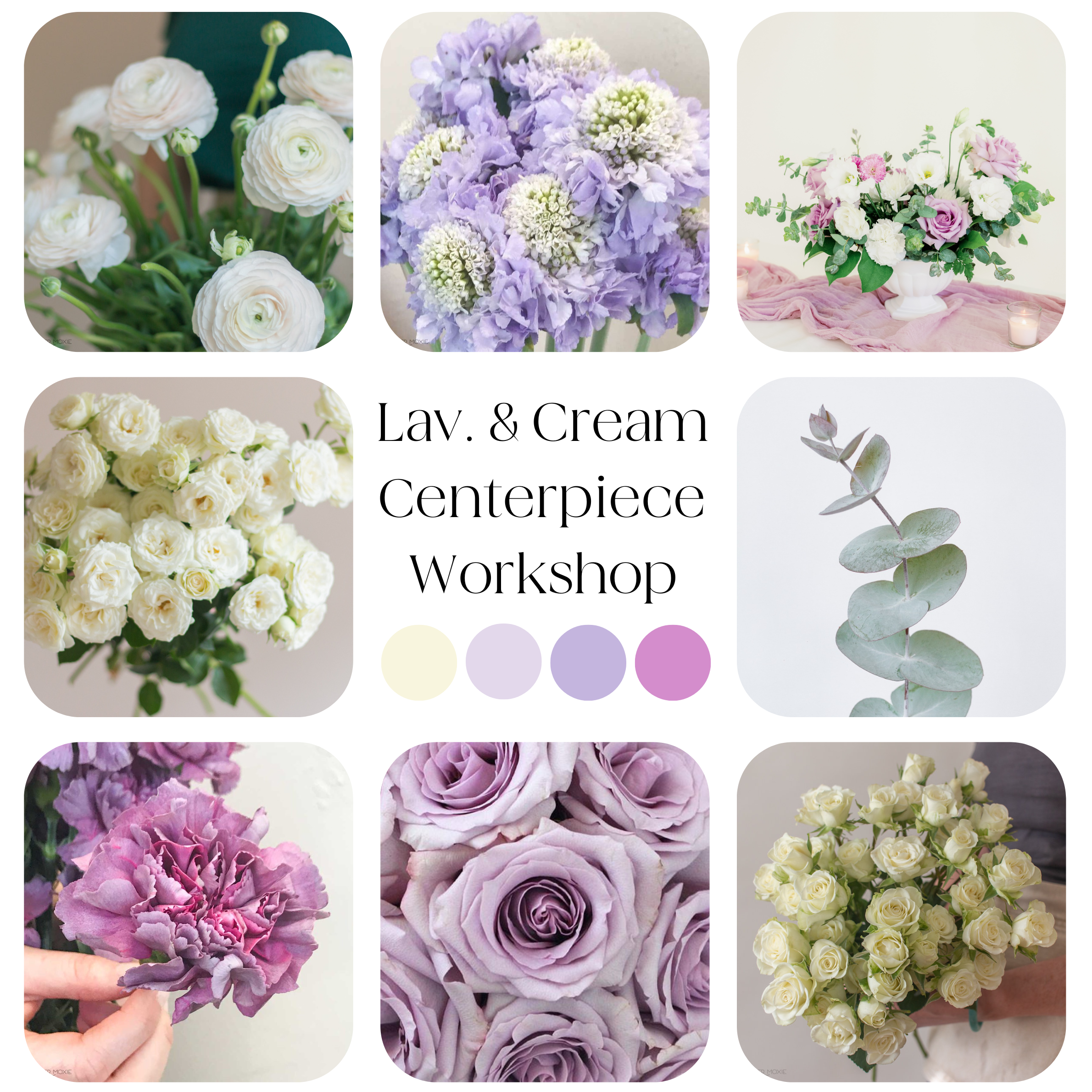 lavender and cream flowers diy centerpiece workshop kit