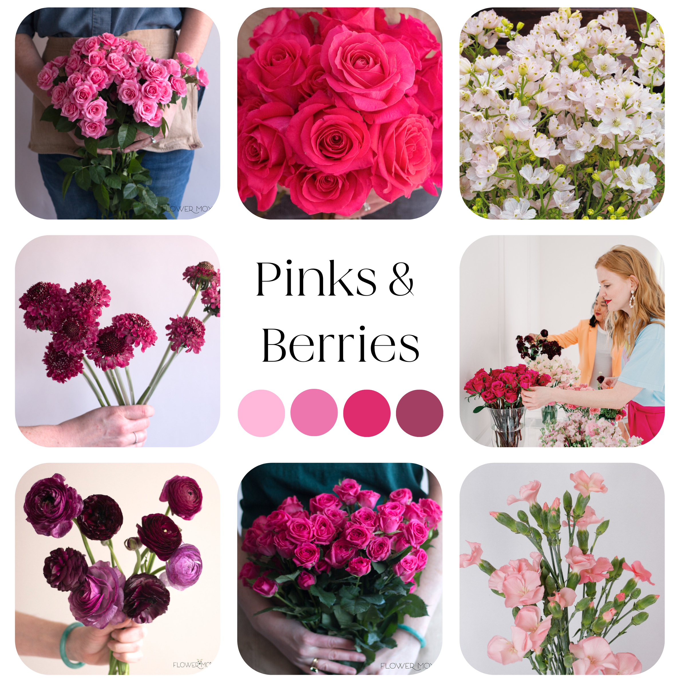 pinks and berries diy flower bar