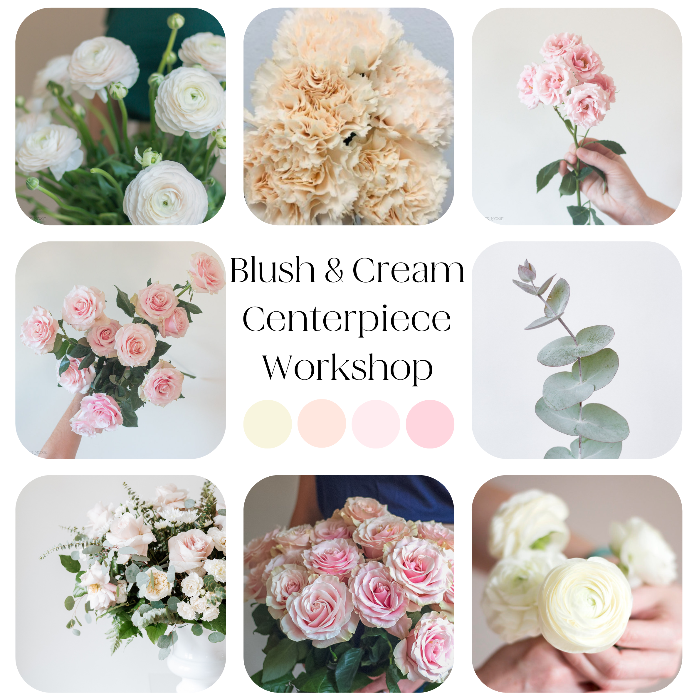 blush and cream flowers diy centerpiece workshop kit