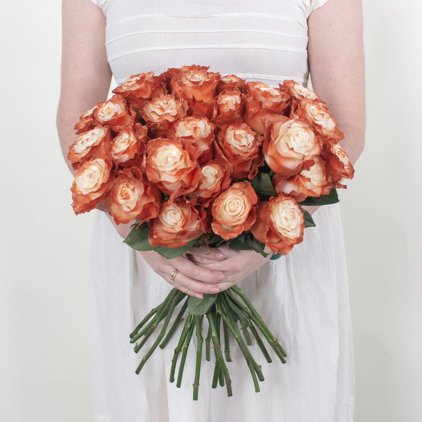 Painted and Dyed Bronze Ruffle Novelty Rose