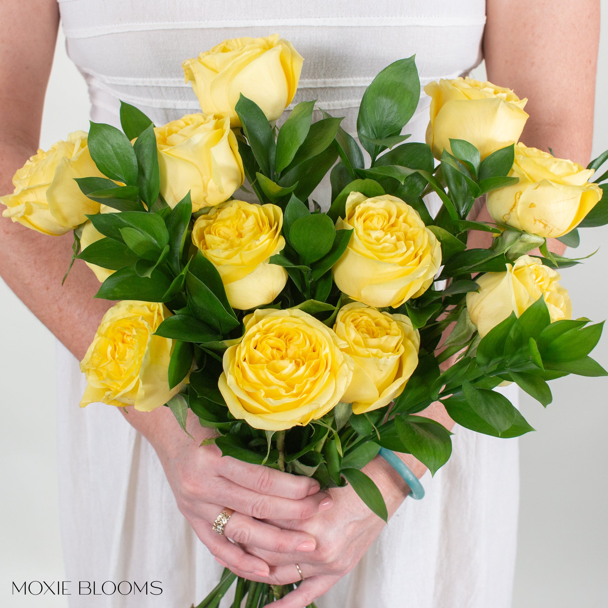 yellow garden rose bouquet